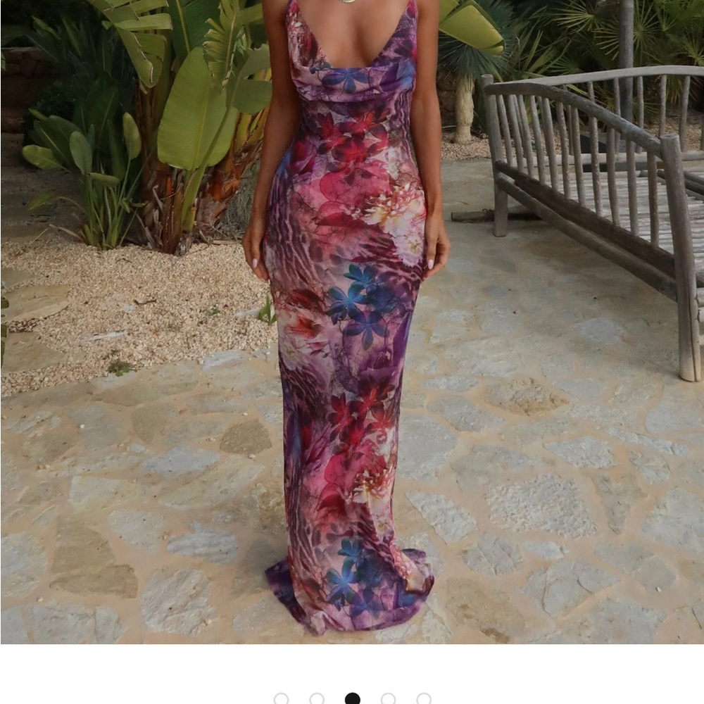 Elegant Multicolor Floral Maxi Dress